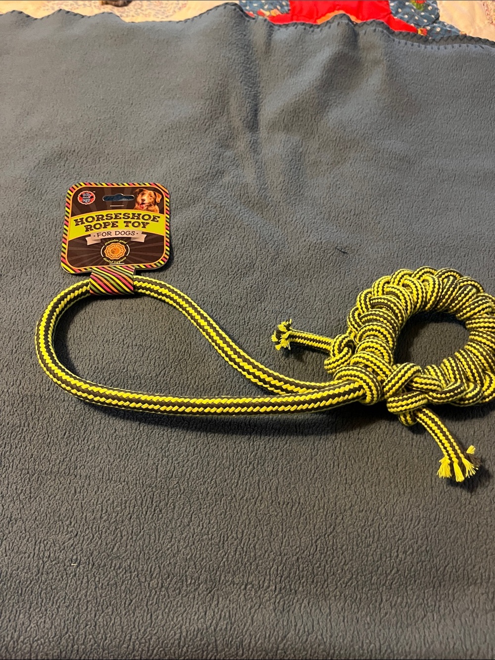 Horseshoe Rope Dog Toy - Yellow & Black